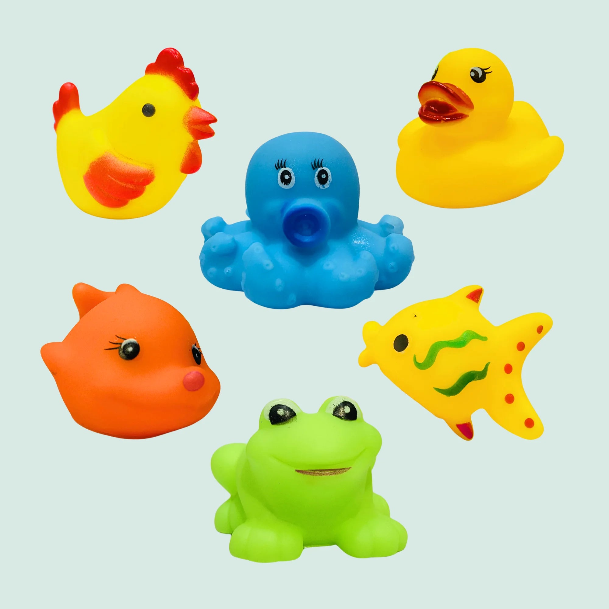 6-Piece Colorful Animal Floating Bath Toy Set