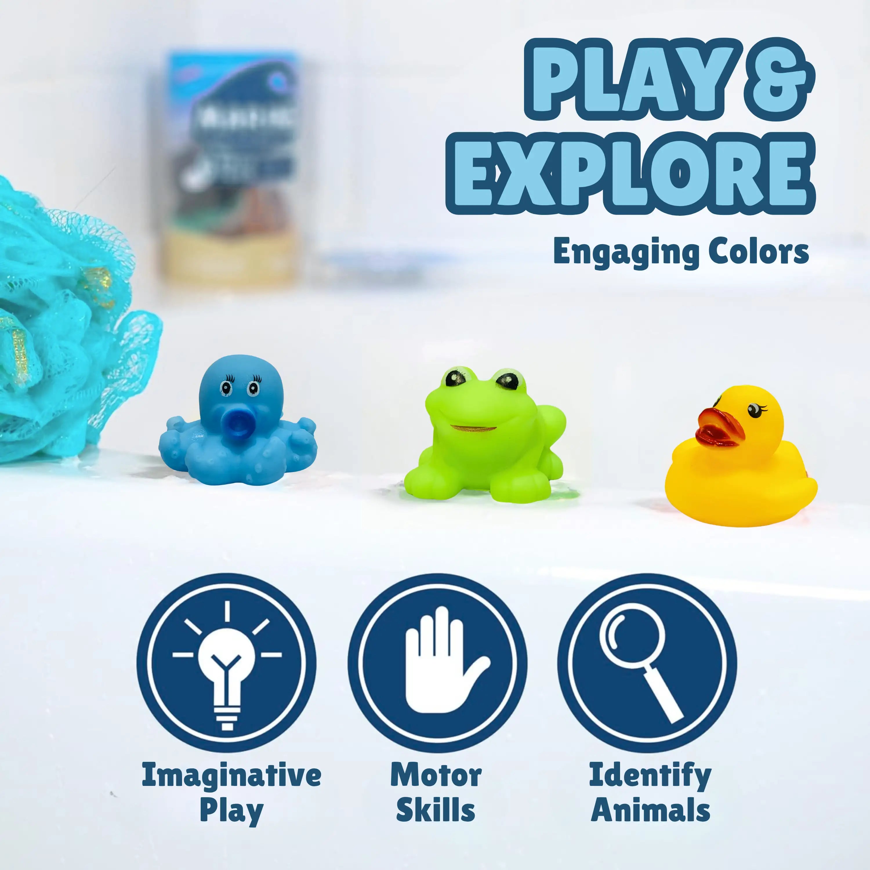 6-Piece Colorful Animal Floating Bath Toy Set