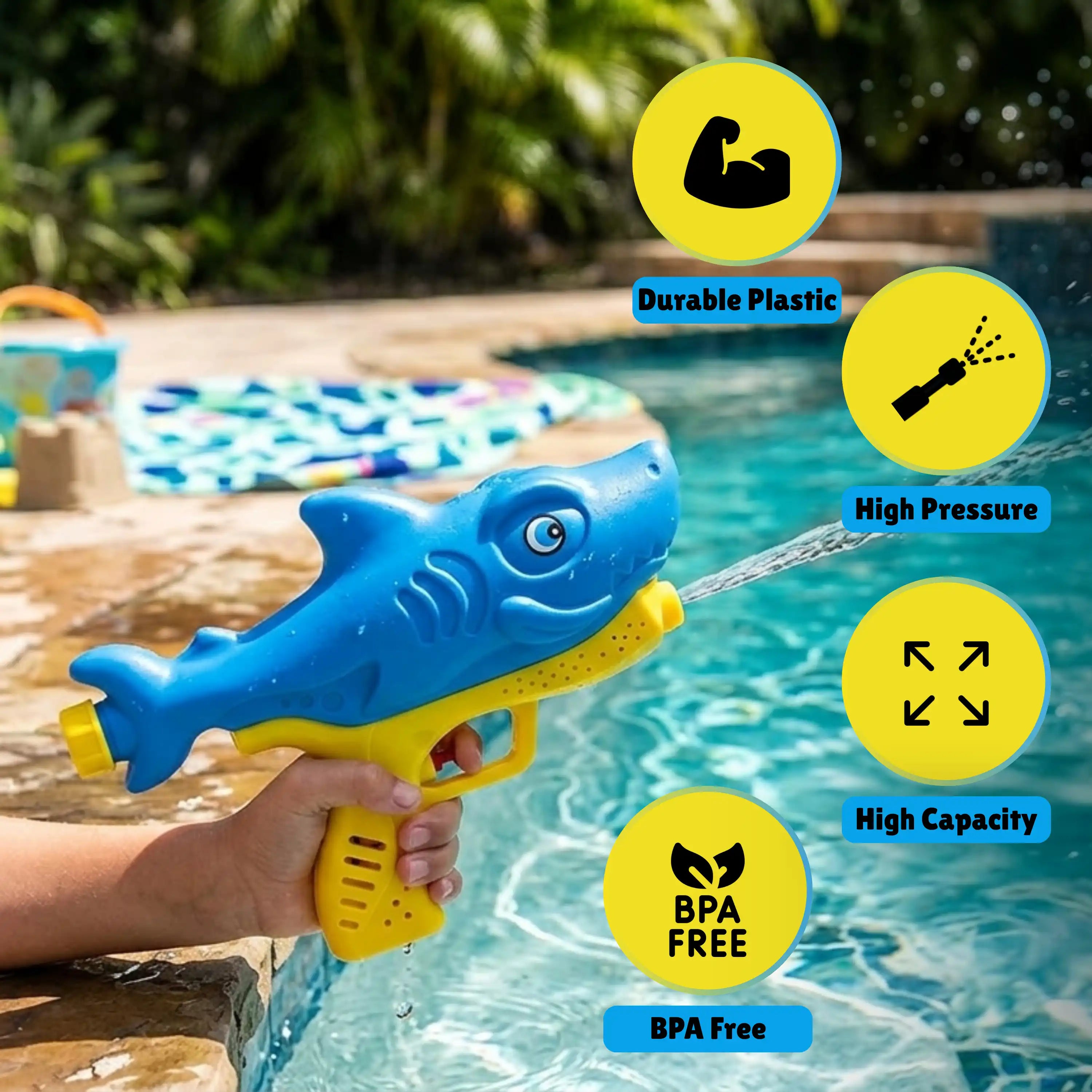 Shark-Blast Water Gun – High-Pressure Squirt Guns