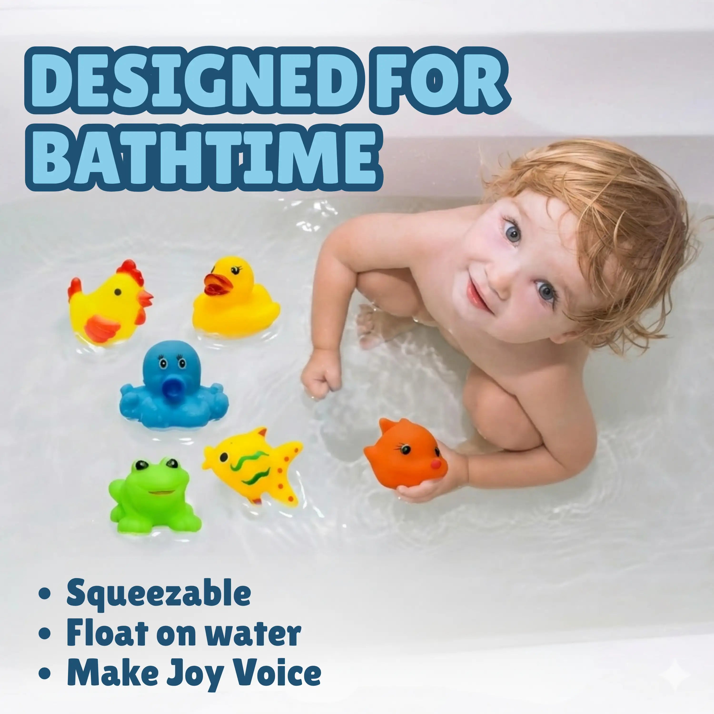 6-Piece Colorful Animal Floating Bath Toy Set