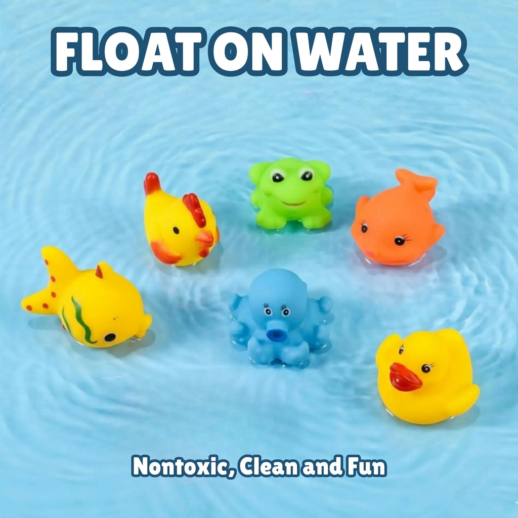 6-Piece Colorful Animal Floating Bath Toy Set