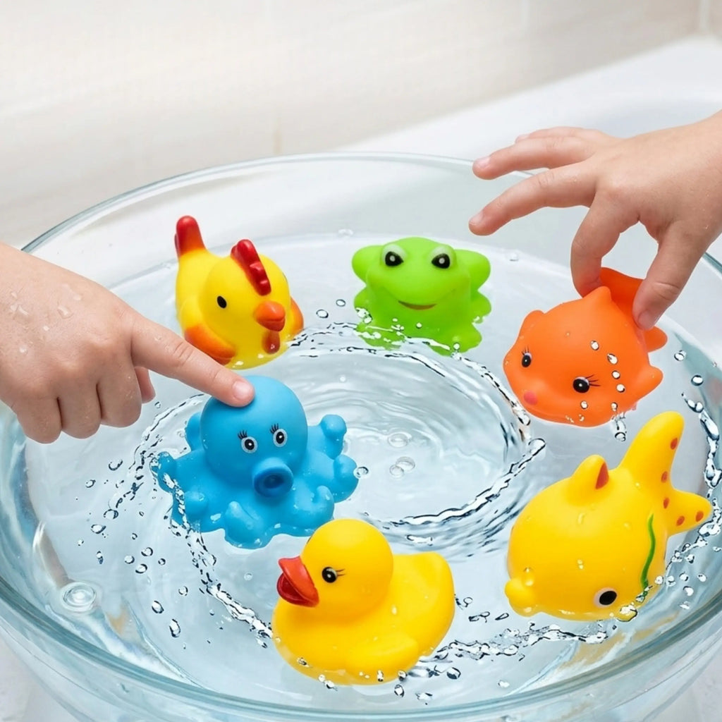 6-Piece Colorful Animal Floating Bath Toy Set