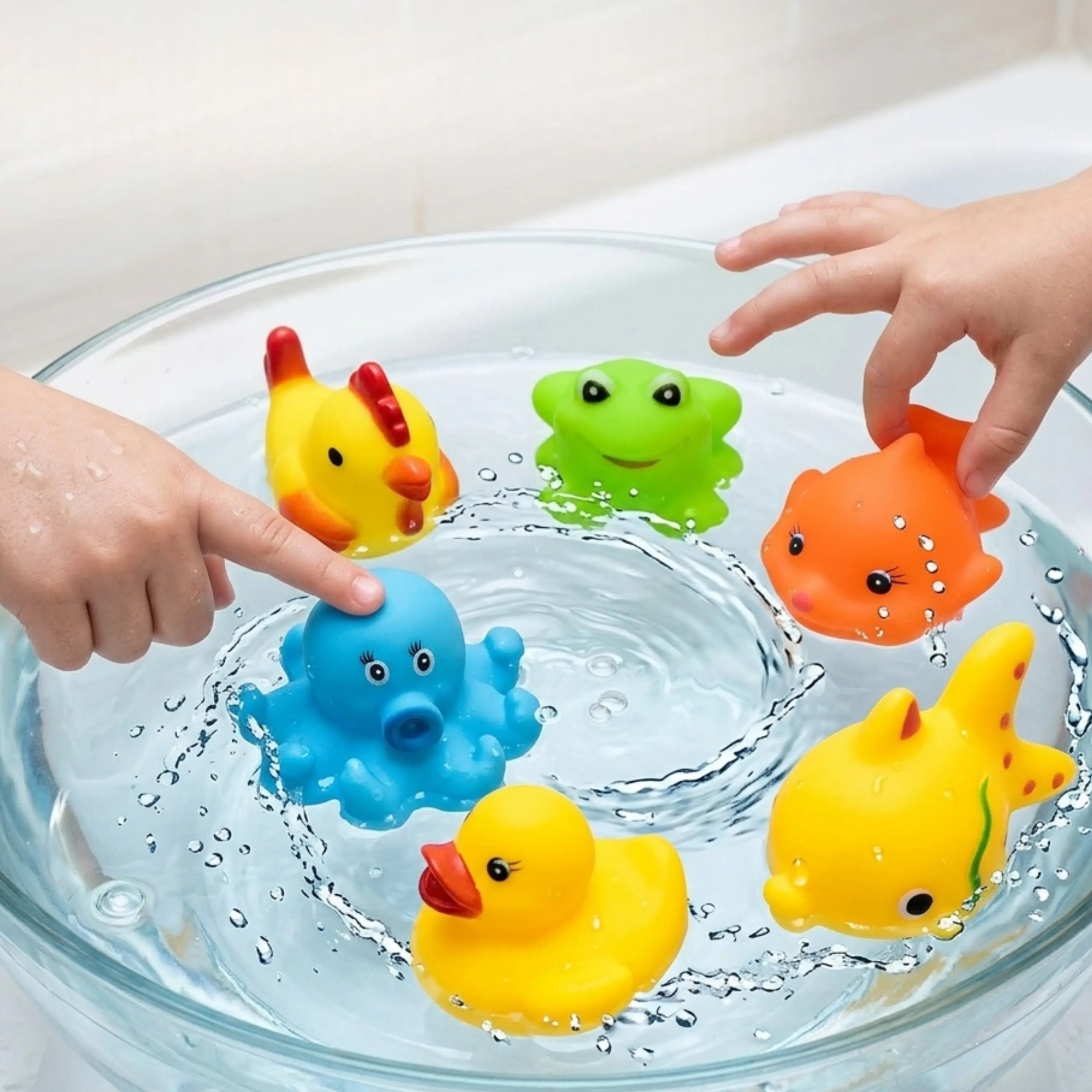 6-Piece Colorful Animal Floating Bath Toy Set