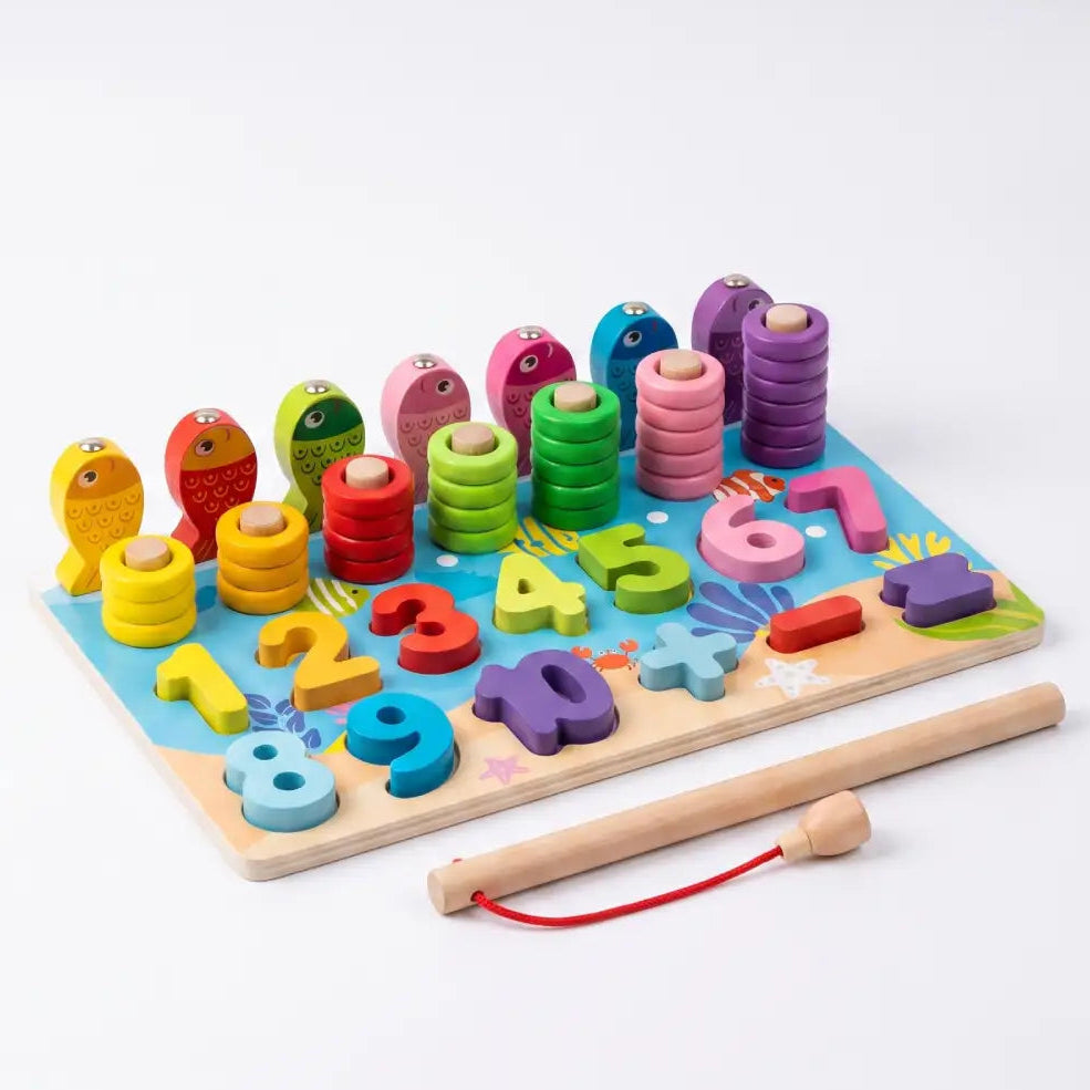 Wooden Logarithmic Fishing & Counting Board
