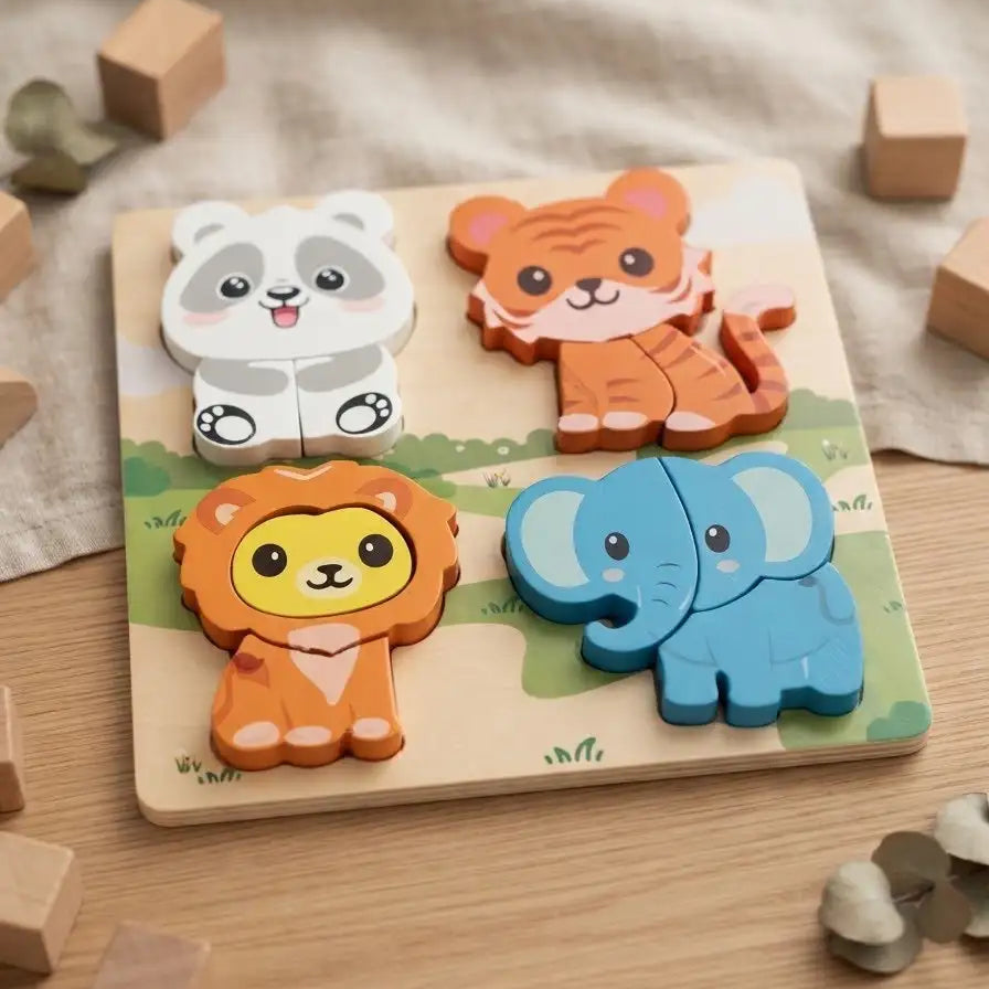 Wooden Vehicle &amp; Animal Puzzle Set