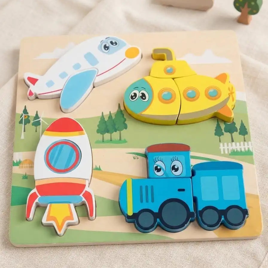 Wooden Vehicle &amp; Animal Puzzle Set